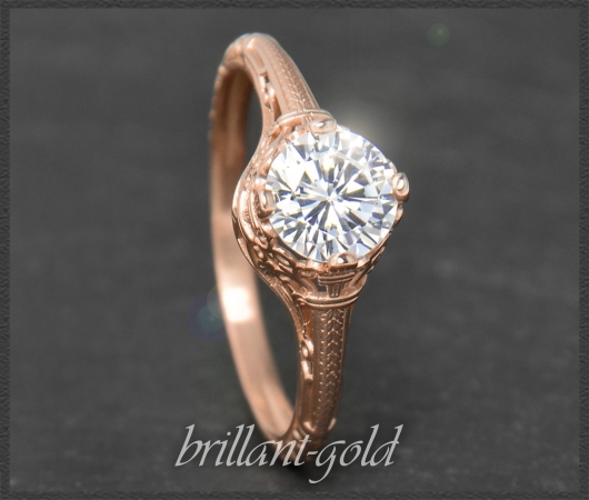 Diamant Ring 0,91ct, 585 Gold, Antik Jugendstil Design